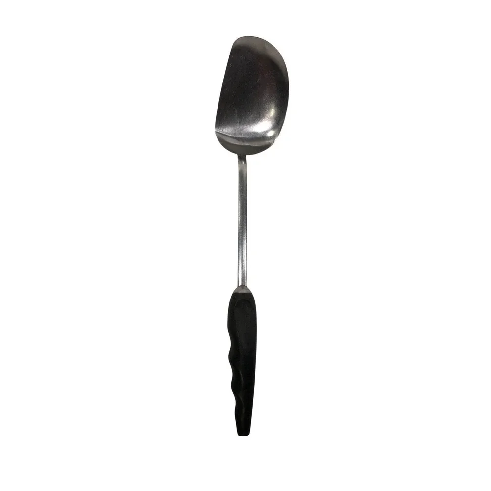 Vintage Stainless Steel Serving Spoon and Spatula Set with Black